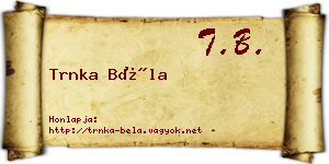 Trnka Béla névjegykártya